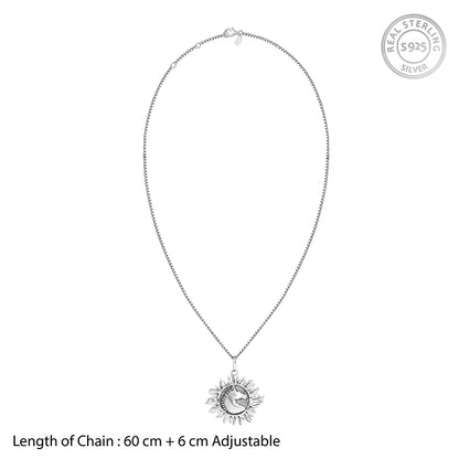 Oxidised Silver Sunborn Horse Pendant With Box Chain For Him