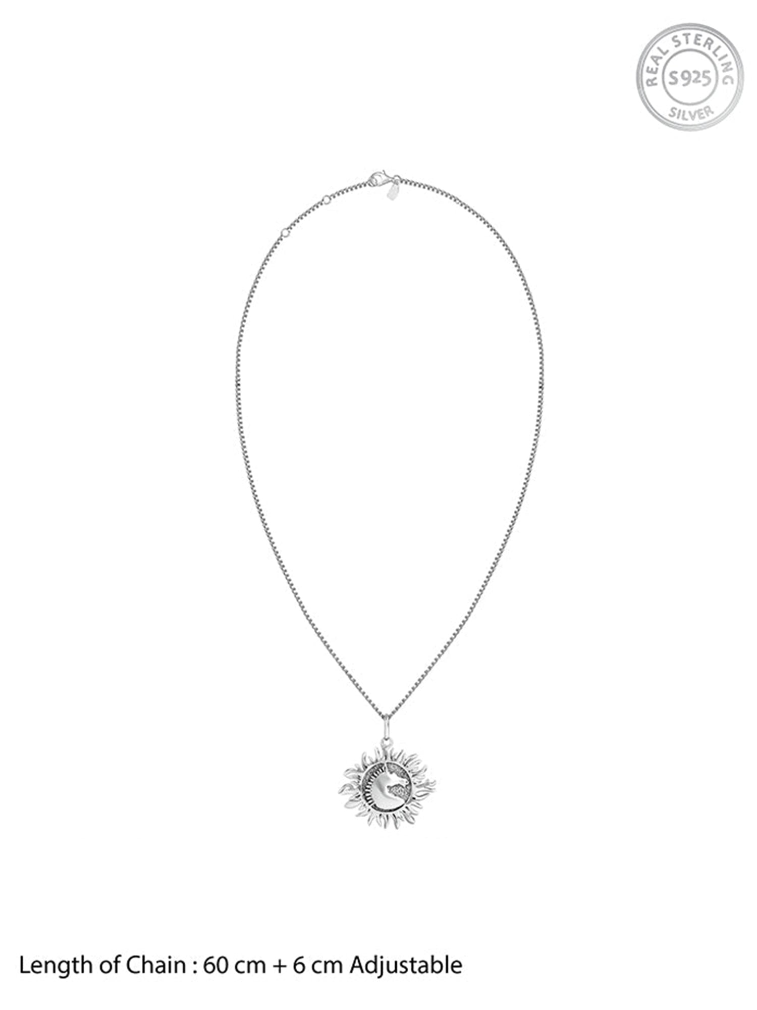 Oxidised Silver Sunborn Horse Pendant With Box Chain For Him