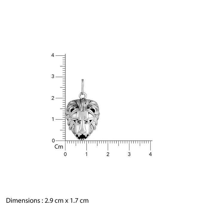 Oxidised Silver Lion Pendant With Box Chain For Him