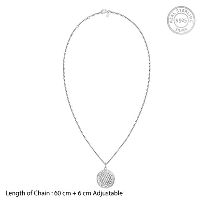 Oxidised Silver Sacred Bloom Pendant With Box Chain For Him