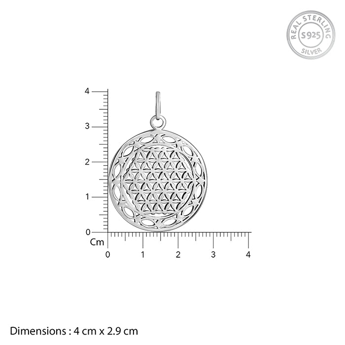 Oxidised Silver Sacred Bloom Pendant With Box Chain For Him