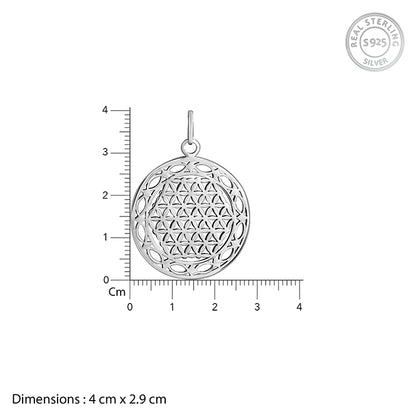 Oxidised Silver Sacred Bloom Pendant With Box Chain For Him