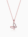 Rose Gold Zircon-Studded Butterfly Pendant With Link Chain