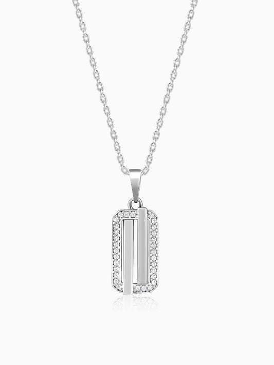Silver Lumen Frame Pendant With Link Chain For Him
