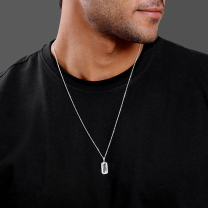 Silver Lumen Frame Pendant With Link Chain For Him