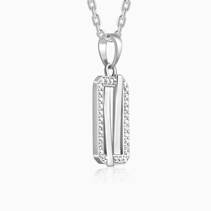 Silver Lumen Frame Pendant With Link Chain For Him