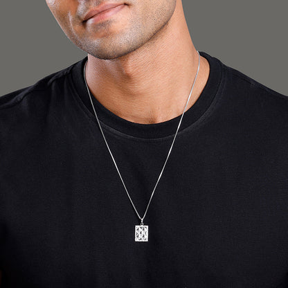 Silver Crystal Core Pendant With Box Chain For Him