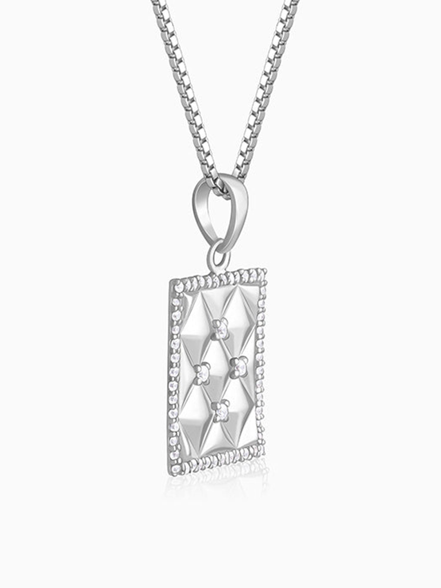 Silver Crystal Core Pendant With Box Chain For Him