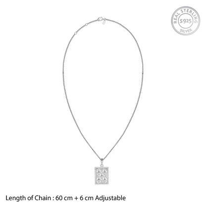 Silver Crystal Core Pendant With Box Chain For Him