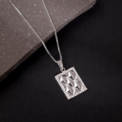 Silver Crystal Core Pendant With Box Chain For Him
