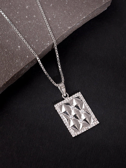 Silver Crystal Core Pendant With Box Chain For Him