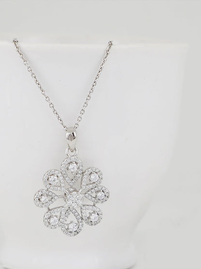 Silver Divine Flower Pendant With Link Chain