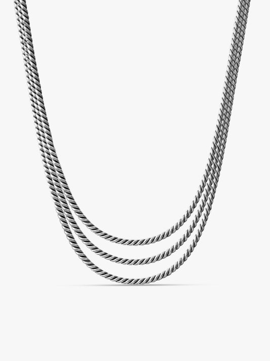 Oxidised Silver Triple Layered Grace Necklace