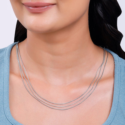 Oxidised Silver Triple Layered Grace Necklace