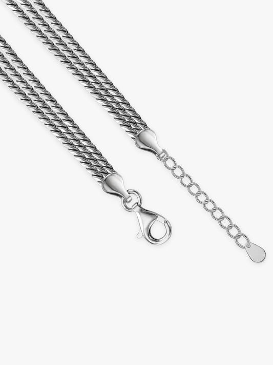 Oxidised Silver Triple Layered Grace Necklace