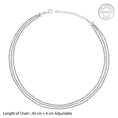 Oxidised Silver Triple Layered Grace Necklace