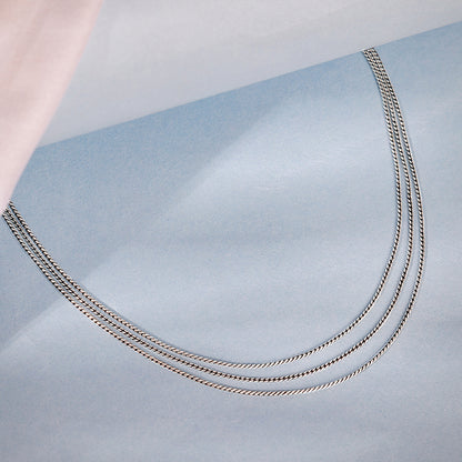 Oxidised Silver Triple Layered Grace Necklace