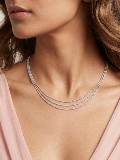 Oxidised Silver Triple Layered Grace Necklace