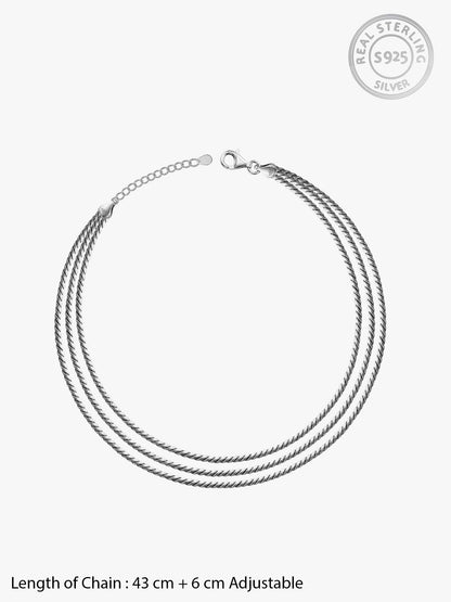 Oxidised Silver Triple Layered Grace Necklace
