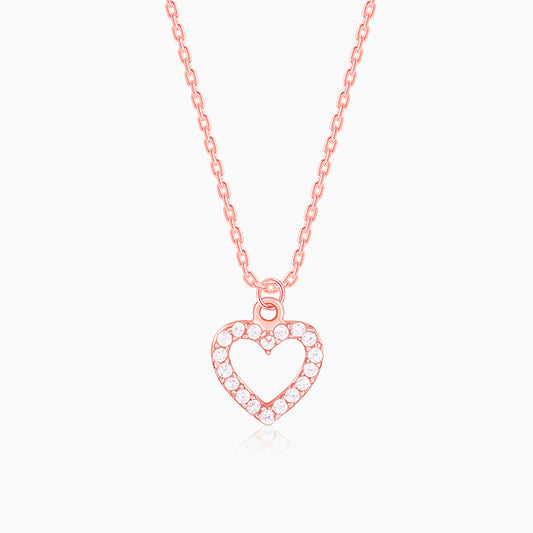 Rose Gold Heart Pendant With Link Chain