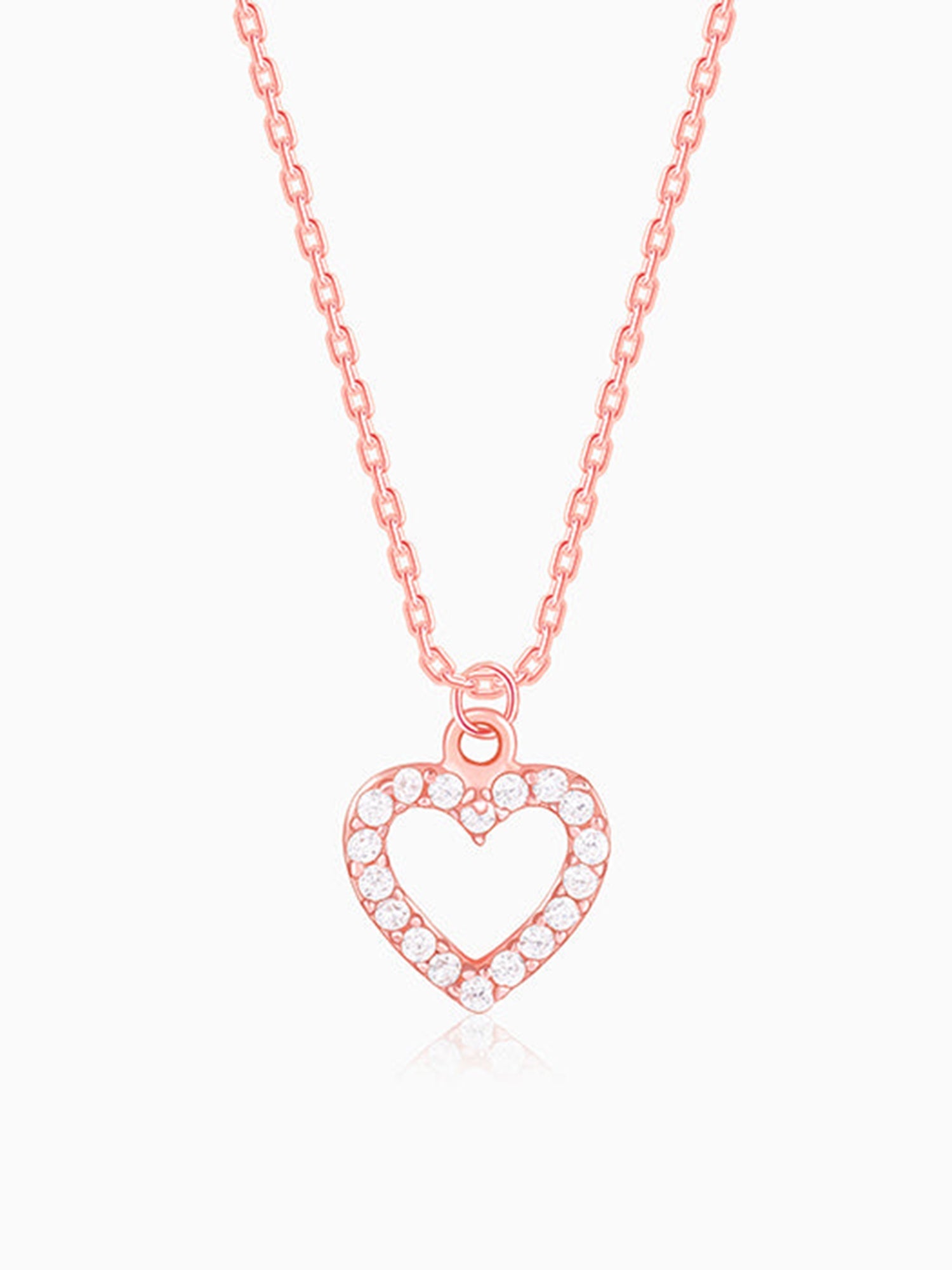 Rose Gold Heart Pendant With Link Chain