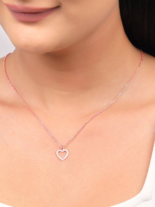 Rose Gold Heart Pendant With Link Chain