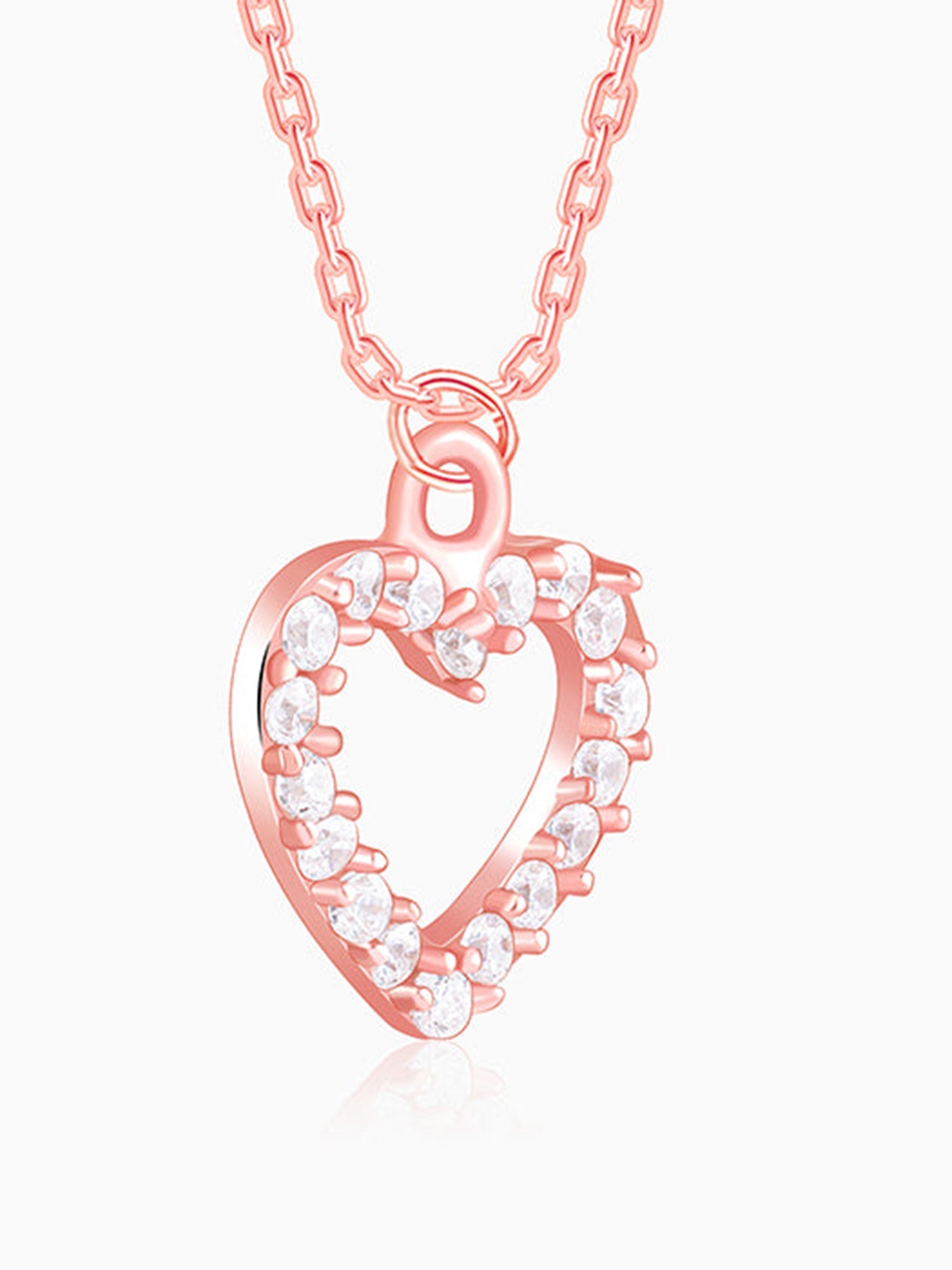 Rose Gold Heart Pendant With Link Chain