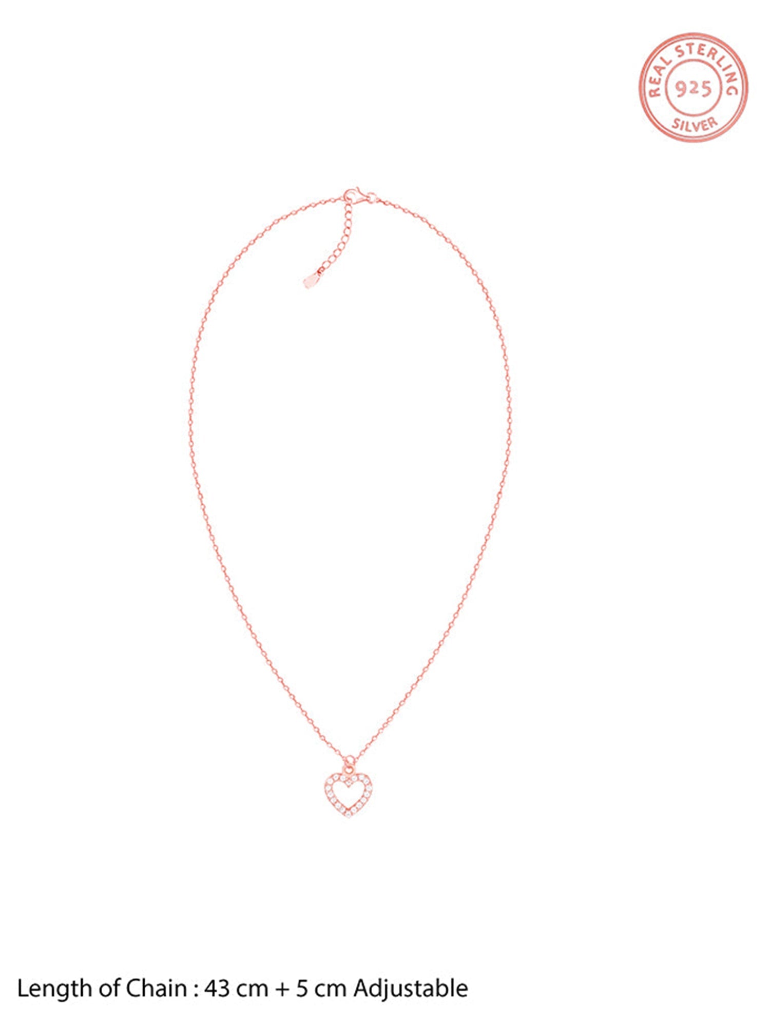 Rose Gold Heart Pendant With Link Chain