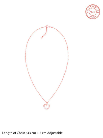 Rose Gold Heart Pendant With Link Chain