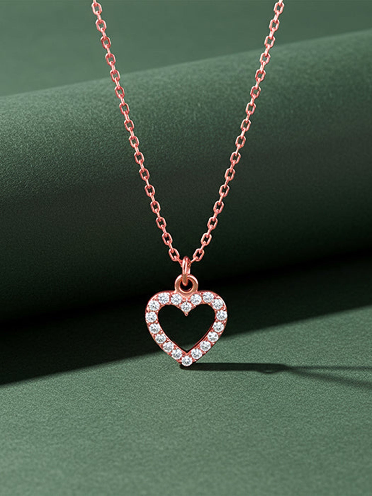 Rose Gold Heart Pendant With Link Chain