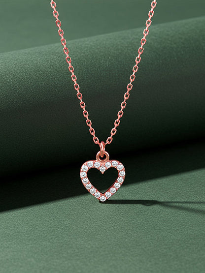 Rose Gold Heart Pendant With Link Chain