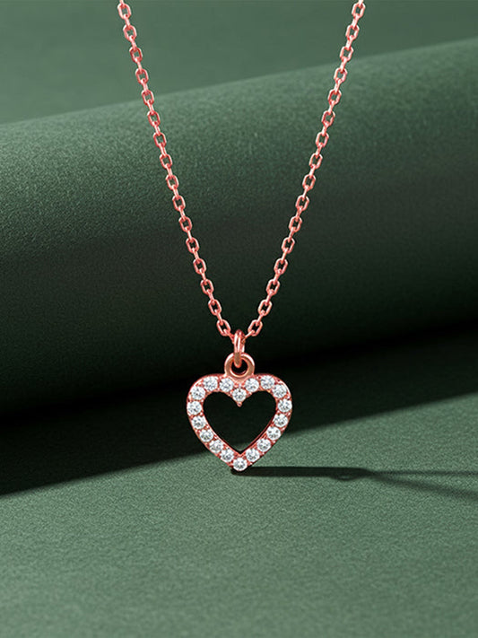 Rose Gold Heart Pendant With Link Chain