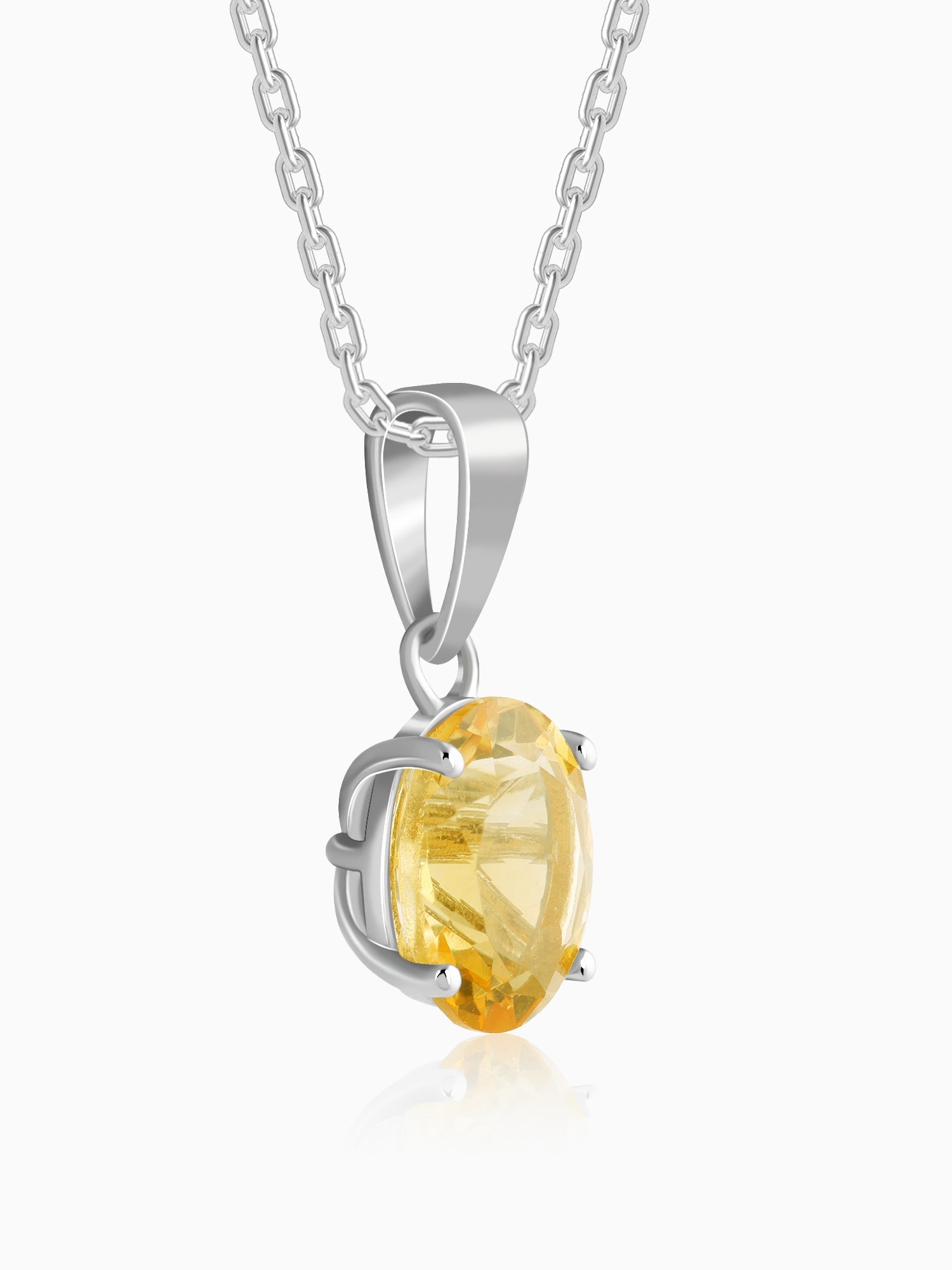 Silver Grace Citrine Pendant With Link Chain