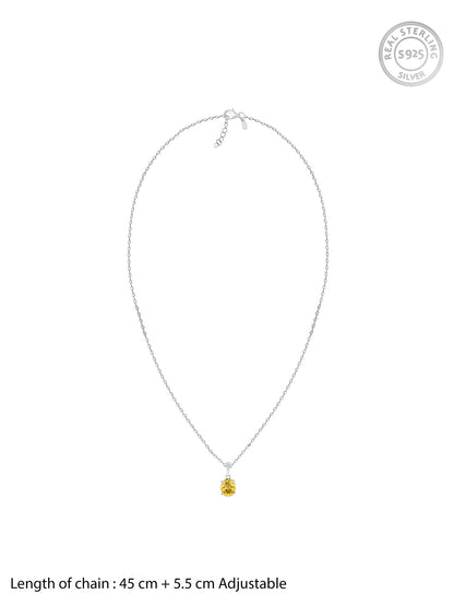 Silver Grace Citrine Pendant With Link Chain