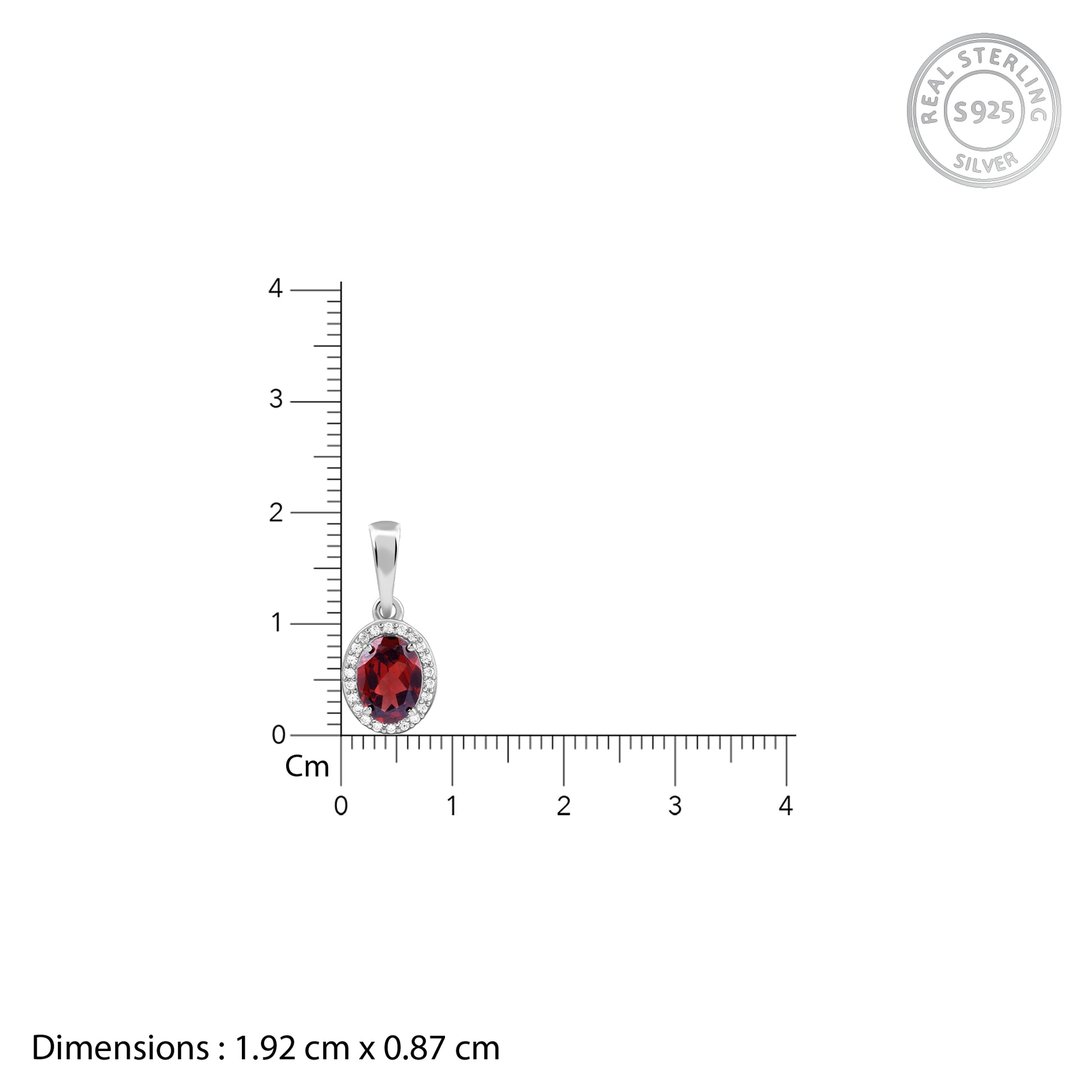 Silver Garnet Glimmer Pendant With Link Chain