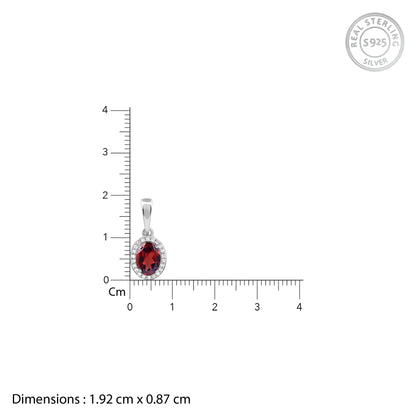 Silver Garnet Glimmer Pendant With Link Chain
