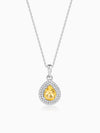 Silver Citrine Drop Pendant With Link Chain