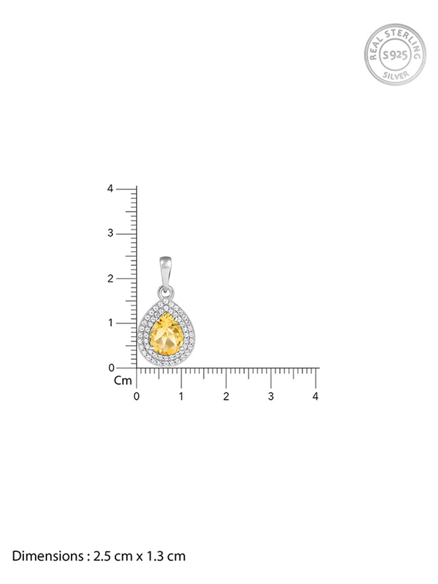 Silver Citrine Drop Pendant With Link Chain