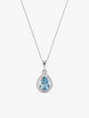 Silver Blue Topaz Pendant With Link Chain