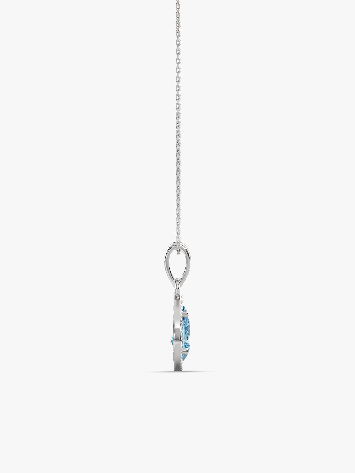 Silver Blue Topaz Pendant With Link Chain