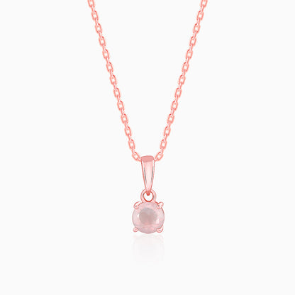 Rose Gold Rose Quartz Pendant With Link Chain
