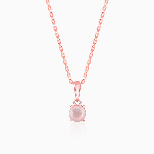 Rose Gold Rose Quartz Pendant With Link Chain