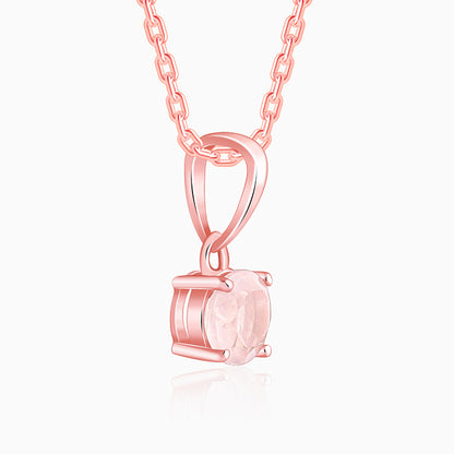Rose Gold Rose Quartz Pendant With Link Chain