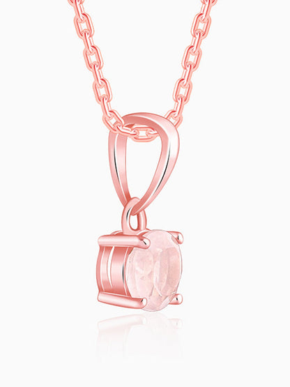 Rose Gold Rose Quartz Pendant With Link Chain