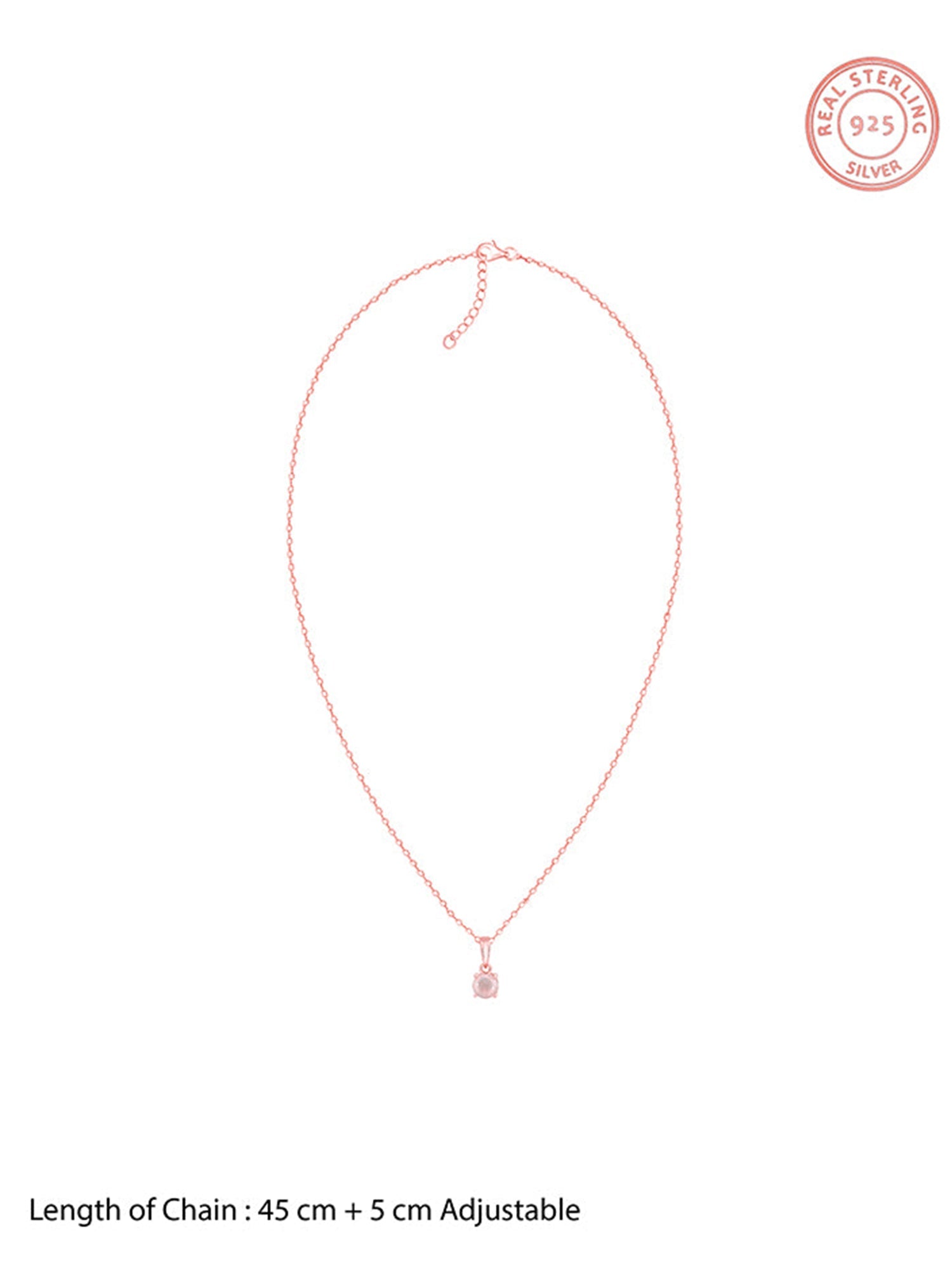 Rose Gold Rose Quartz Pendant With Link Chain