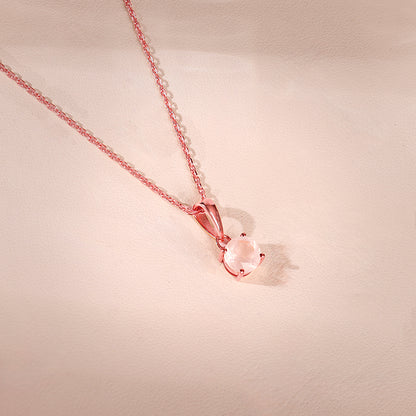 Rose Gold Rose Quartz Pendant With Link Chain