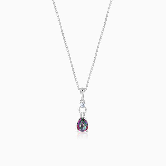 Silver Mystic Topaz Pendant With Link Chain