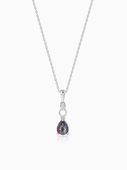 Silver Mystic Topaz Pendant With Link Chain