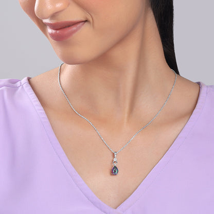 Silver Mystic Topaz Pendant With Link Chain