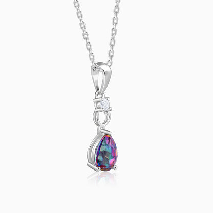 Silver Mystic Topaz Pendant With Link Chain